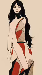 a beautiful lady in a red and white dress