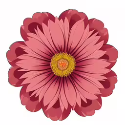 a pink flower with yellow center on a white background,a pink flower with two petals is shown in this graphic style