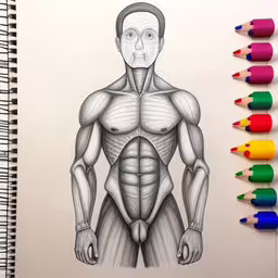 a drawing that looks like a man,this is a drawing of the human torso