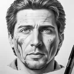 a pencil drawing of john hyllenberg as buck buck buck in the movie