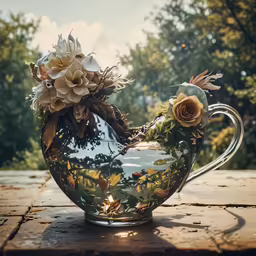 this is an image of a glass pitcher on the table