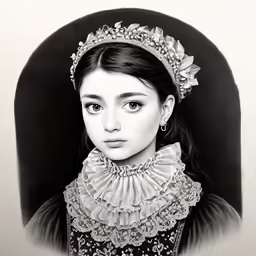 the portrait of a girl in an ornate dress with a frilly
