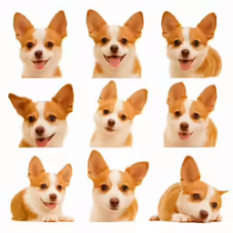 a variety of dog heads showing the different poses