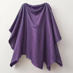 an open purple ponchen is hanging on the wall