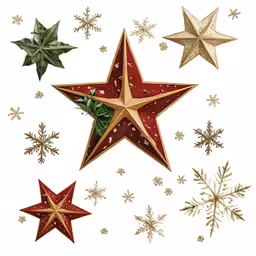 five star decorations, all dressed in different shades