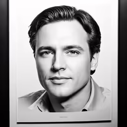a portrait of a man is shown in the frame