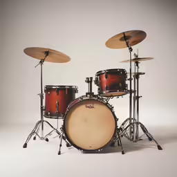 a drum kit with drums on a white background