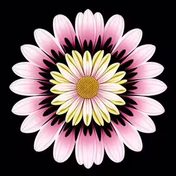 a flower with pink petals and yellow center,a flower with pink and yellow petals is seen in a circular image