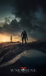 two men are standing on a mountain top