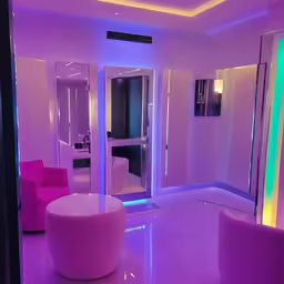 a nice modern living room with bright lights