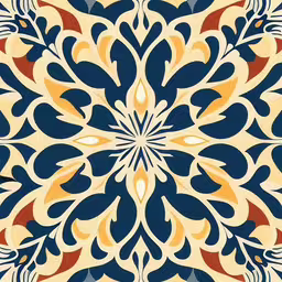 a pattern that looks like it is being made with colored liquid,a circular ornament designed using blue, red, and yellow paint