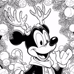 an mickey mouse in front of the christmas tree