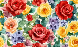 flowers are painted in bright colors and they appear to be painted on paper