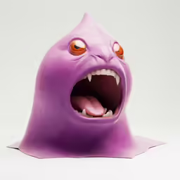 a close up of a purple plastic shark