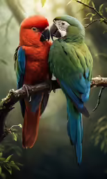 a couple of birds are on the branch