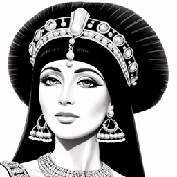 an abstract portrait of the queen of egypt in black and white
