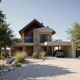 a big house with a car parked in front