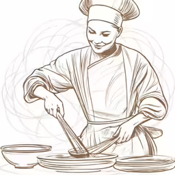 a woman wearing an oriental outfit and holding chopsticks