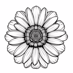 the sunflower is drawn on white paper,black and white daisy flower tattoo design
