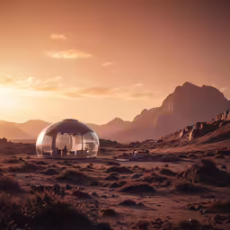 people stand in a glass structure on the desert