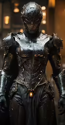a close - up of a knight wearing metal armor