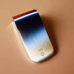 a cellphone with an interesting shiny metallic front