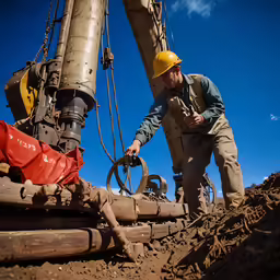 a man is fixing pipes that are connected to some structures