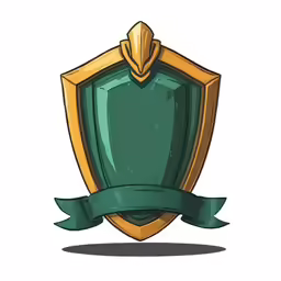 an image of a shield with banner in front of it