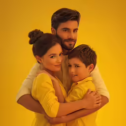 an adult and young child standing next to each other