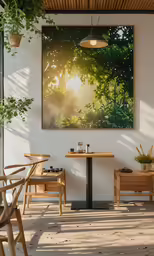 two tables with chairs in a dining room