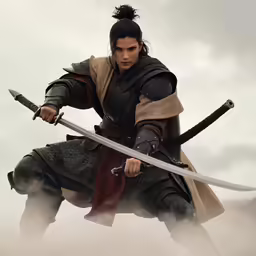an action photo of the character character, mulan