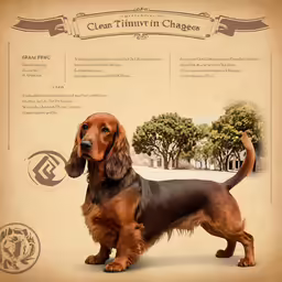 a cocken spaniel is standing and looking ahead
