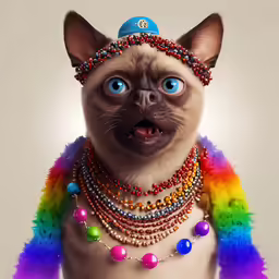 a very cute cat with a head dress