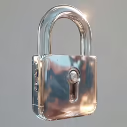 a metallic padlock with a key on the side