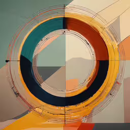 a circular photo on the inside of a wall,abstract photograph of a colorful circular with white rings