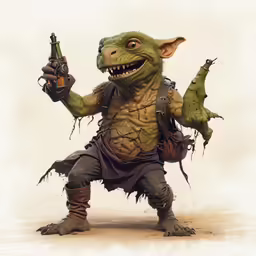 an image of a creature in costume holding a rifle
