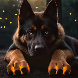 a large dog laying on the ground in front of a window