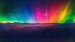 the bright lights are visible in the sky,colorful lights and stars shine on the sky