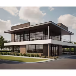 a computer rendering of a modern building