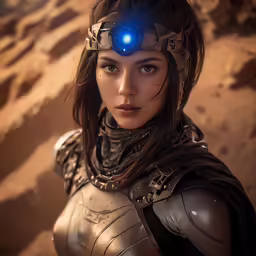 a beautiful woman standing in the middle of the desert