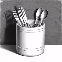 a couple of silverware holders holding silverware and forks