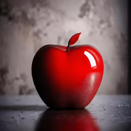 an apple sitting on top of a black table
