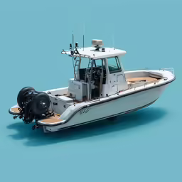 a white fishing boat on the water