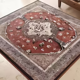 a close up of a square clock on the ground