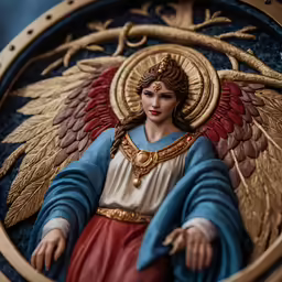 a statue is sitting in a niche