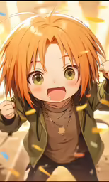 a man with orange hair in an anime scene