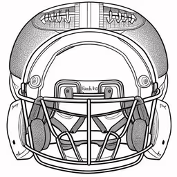 an image of the helmet and ball of the football helmet,an outline drawing of the inside of a helmet