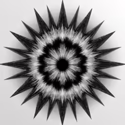 a computer generated image of a black and white flower