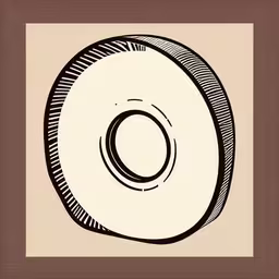 a drawing of a circular object in a square,a drawing in a brown and beige frame,a circular design with lines in the middle,an illustration of a shell on paper in brown and beige,a black and white drawing of a circular object