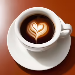 a cup of coffee with an ornate heart on it